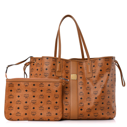 MCM Visetos Large Liz Reversible Shopper Tote Cognac 1 of 14