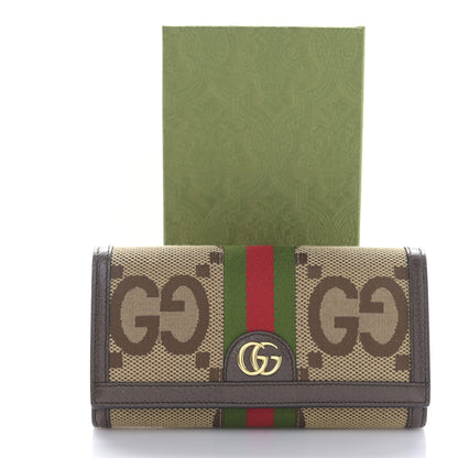 Gucci Monogram Jumbo GG Textured Dollar Calfskin Web Ophidia Continental Wallet Camel Ebony New Acero 10 of 10