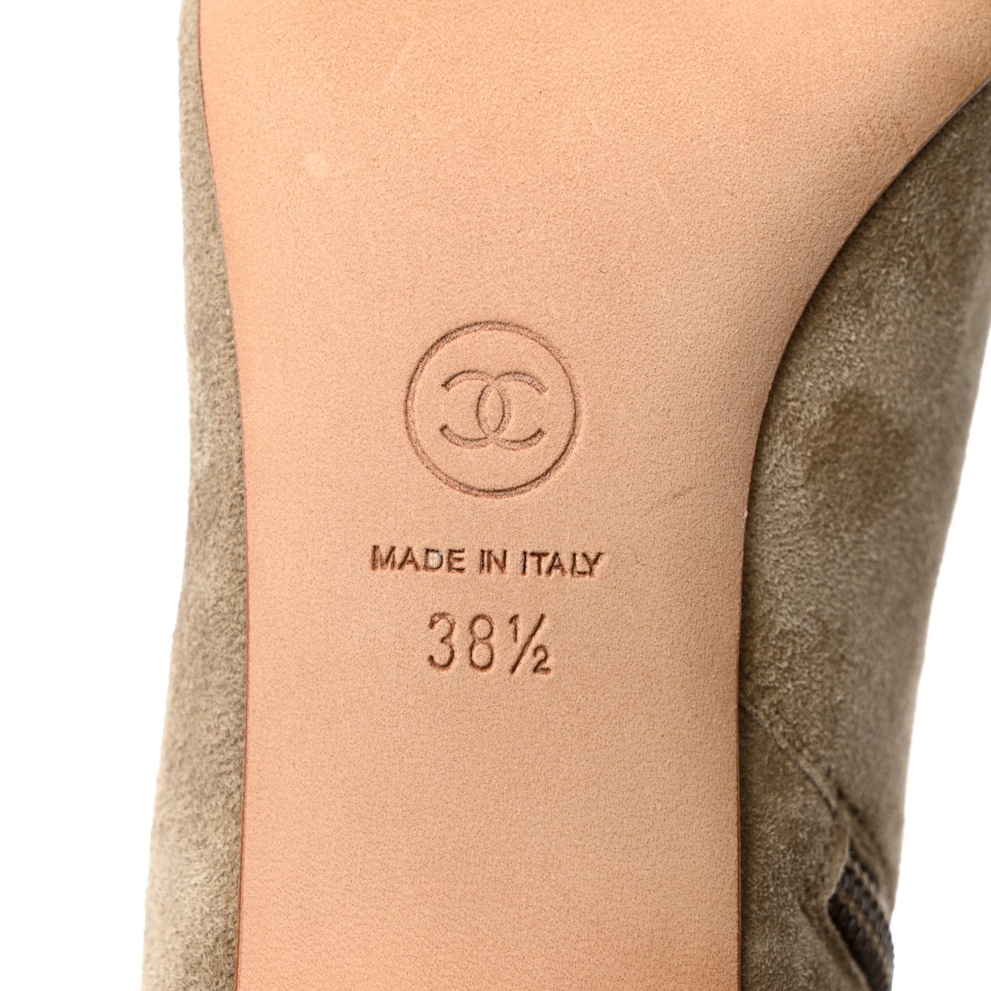 Suede Calfskin CC Cutout Short Boots 38.5 Beige