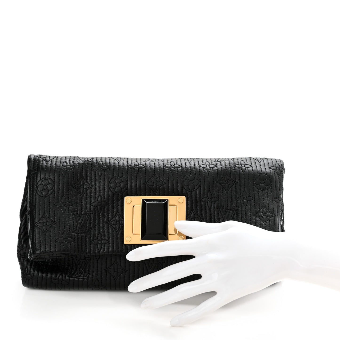 Calfskin Quilted Monogram Altair Clutch Black