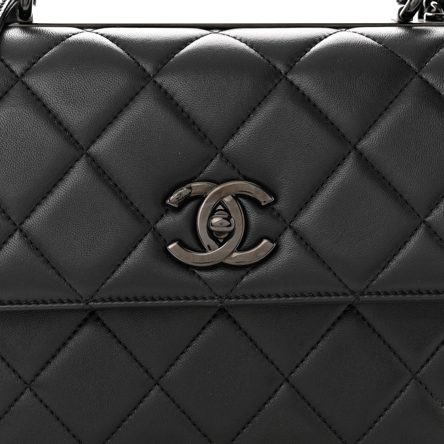 Lambskin Quilted Small Trendy CC Dual Handle Flap Bag So Black
