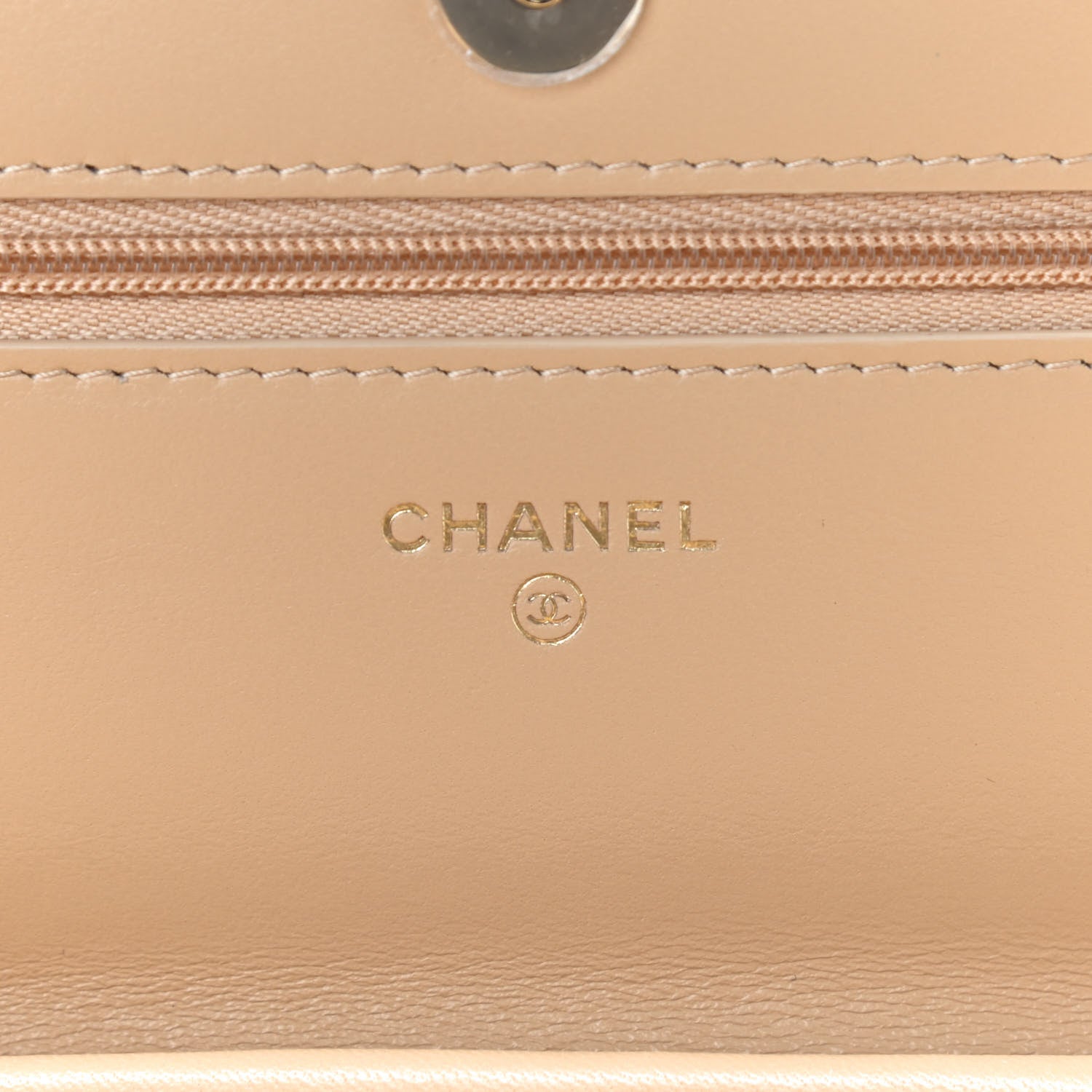 Chanel Lambskin Quilted Wallet On Chain WOC Beige Black 6 of 10