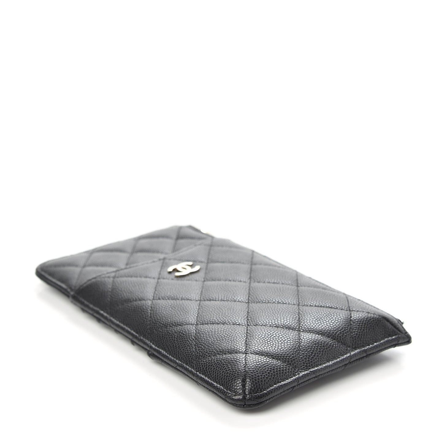 Caviar Quilted Classic Flat Wallet Pouch Black