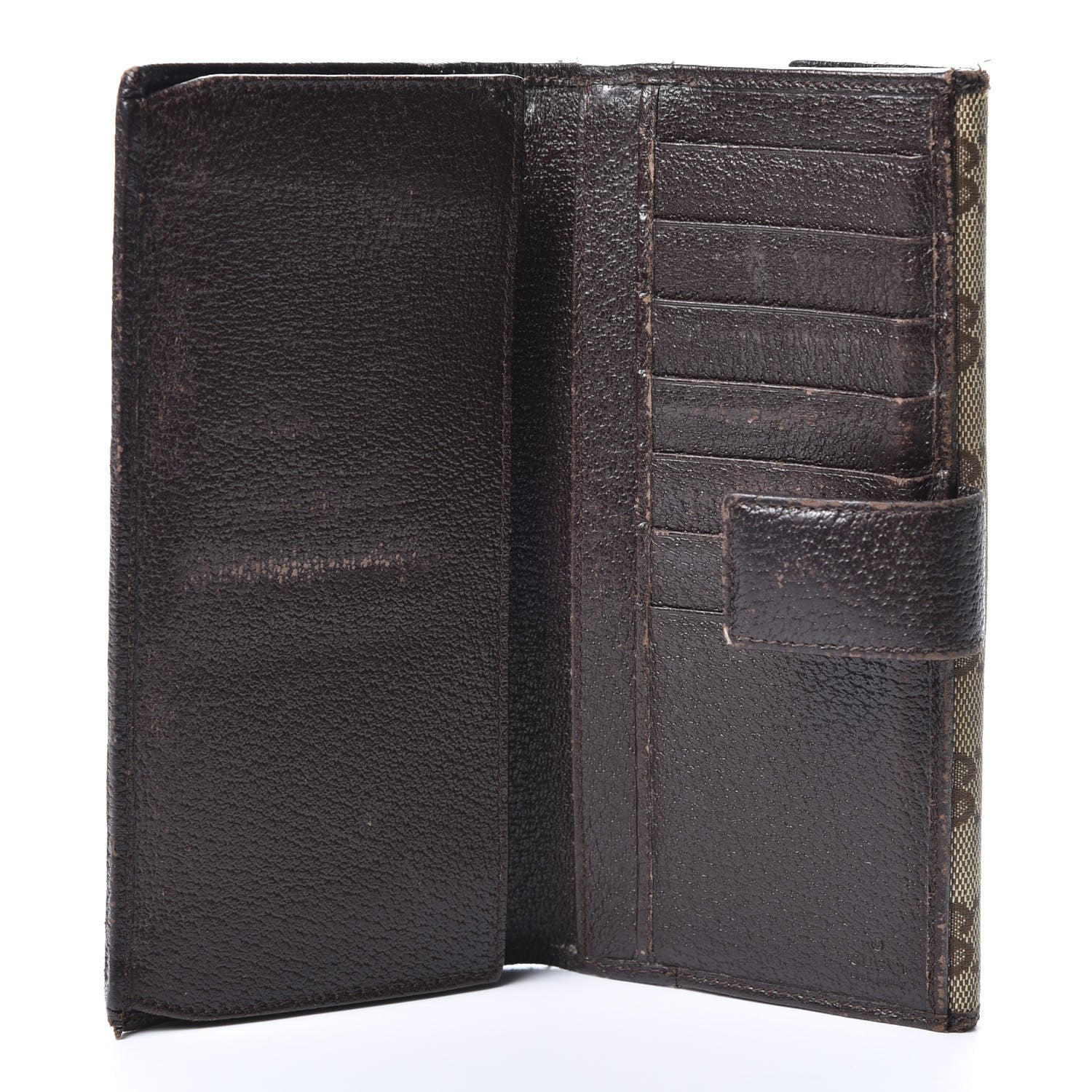 Gucci Monogram Metal Bar Continental Flap Wallet Beige Ebony Dark Brown 4 of 12