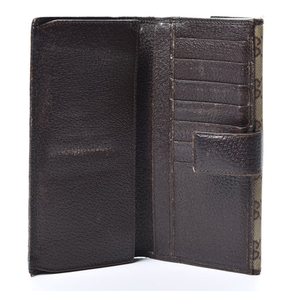 Gucci Monogram Metal Bar Continental Flap Wallet Beige Ebony Dark Brown 4 of 12