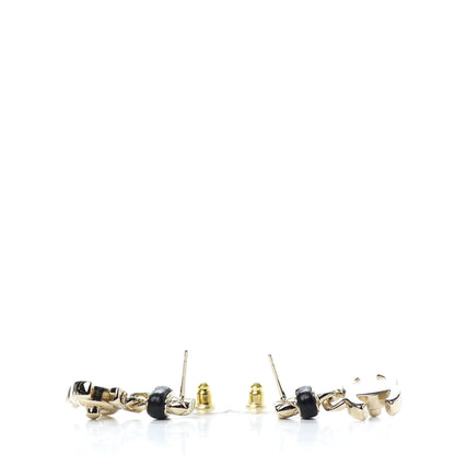 Chanel Lambskin CC Turnlock Drop Earrings Gold Black 2 of 6