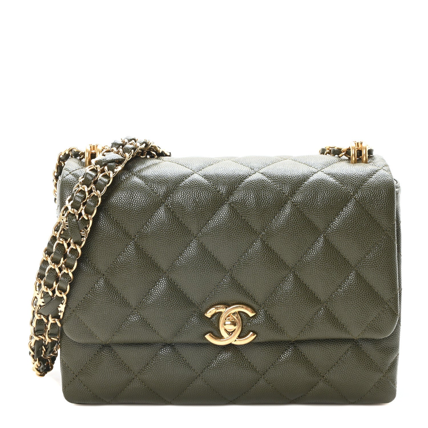 Chanel Caviar Quilted Mini Coco First Flap Khaki 1 of 10