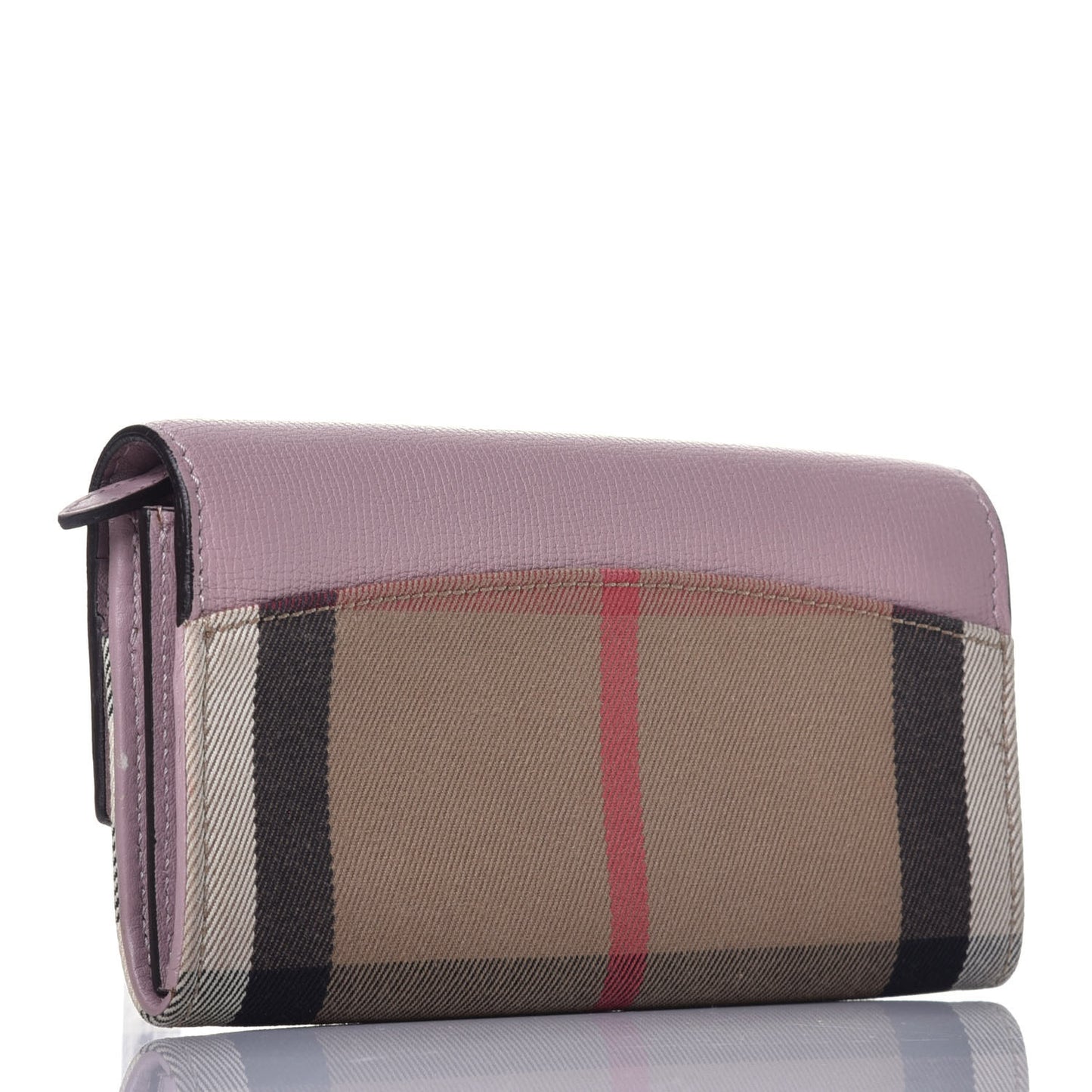 Calfskin House Check Porter Continental Wallet Pale Orchid