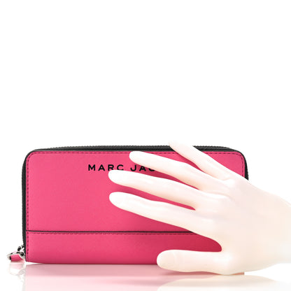 Marc Jacobs Grained Calfskin Continental Wallet Vivid Pink 2 of 9