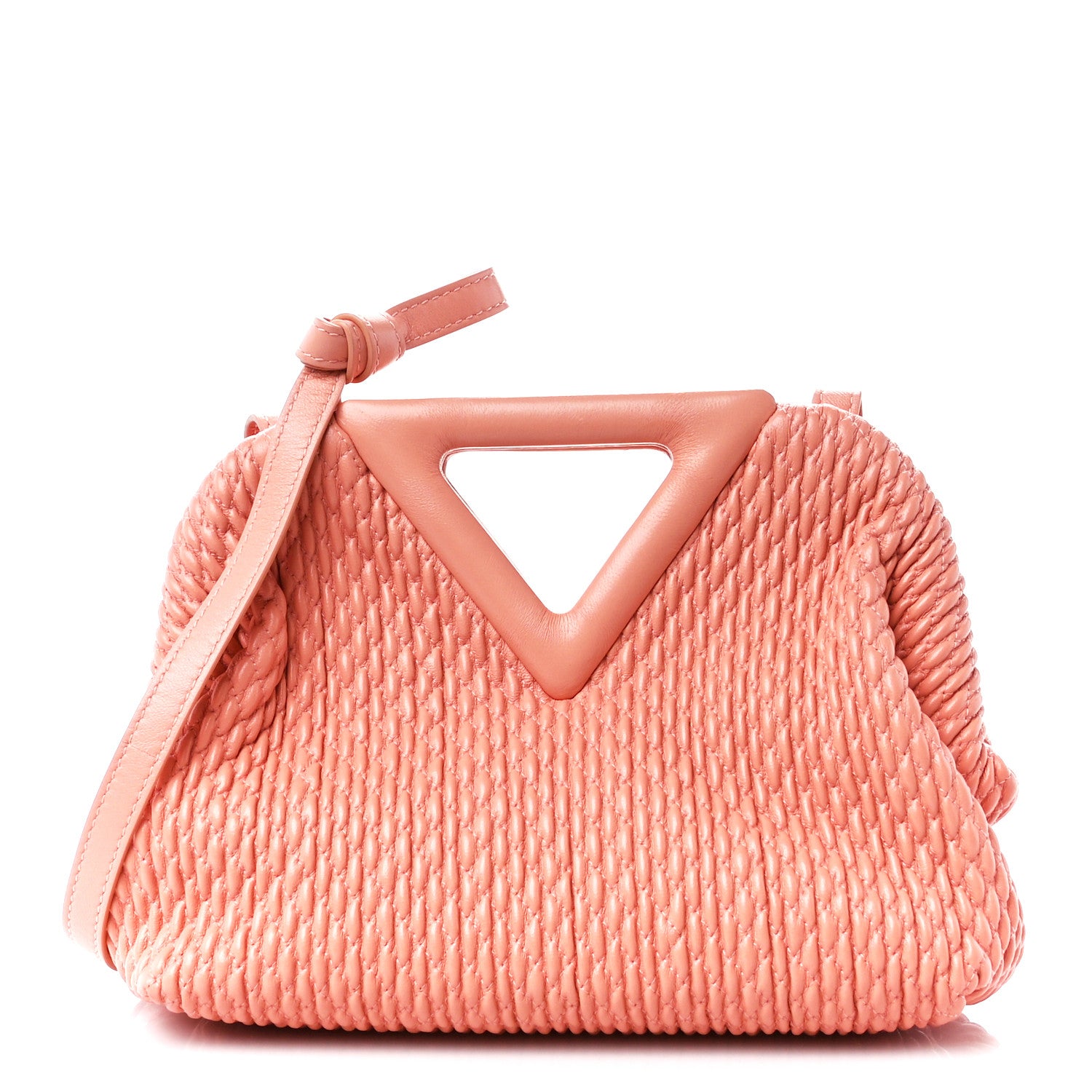 Bottega Veneta Lambskin Knit Small The Point Triangle Bag Peachy 1 of 9