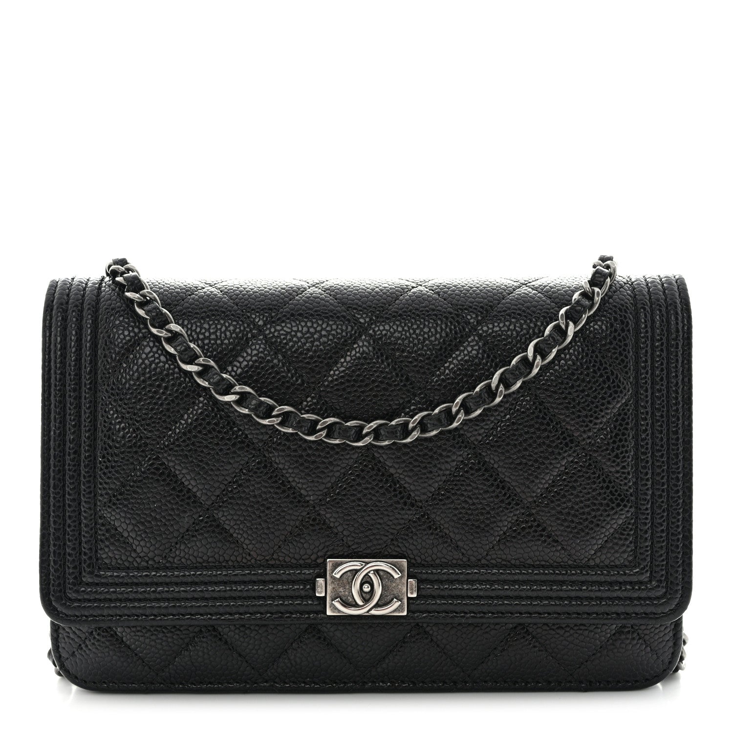 Chanel Caviar Quilted Boy Wallet On Chain WOC Black 1 of 14
