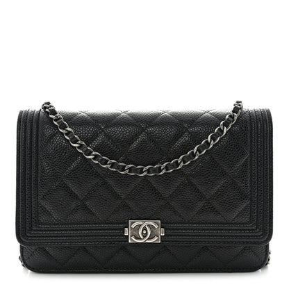 Chanel Caviar Quilted Boy Wallet On Chain WOC Black 1 of 14