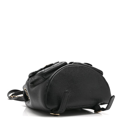 Chanel Shiny Caviar Quilted Medium Duma Pockets Drawstring Backpack Black 3 of 9