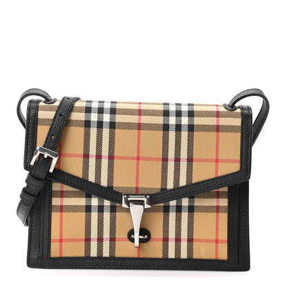 Burberry Grainy Calfskin Vintage Check Small Macken Crossbody Bag Black 1 of 10