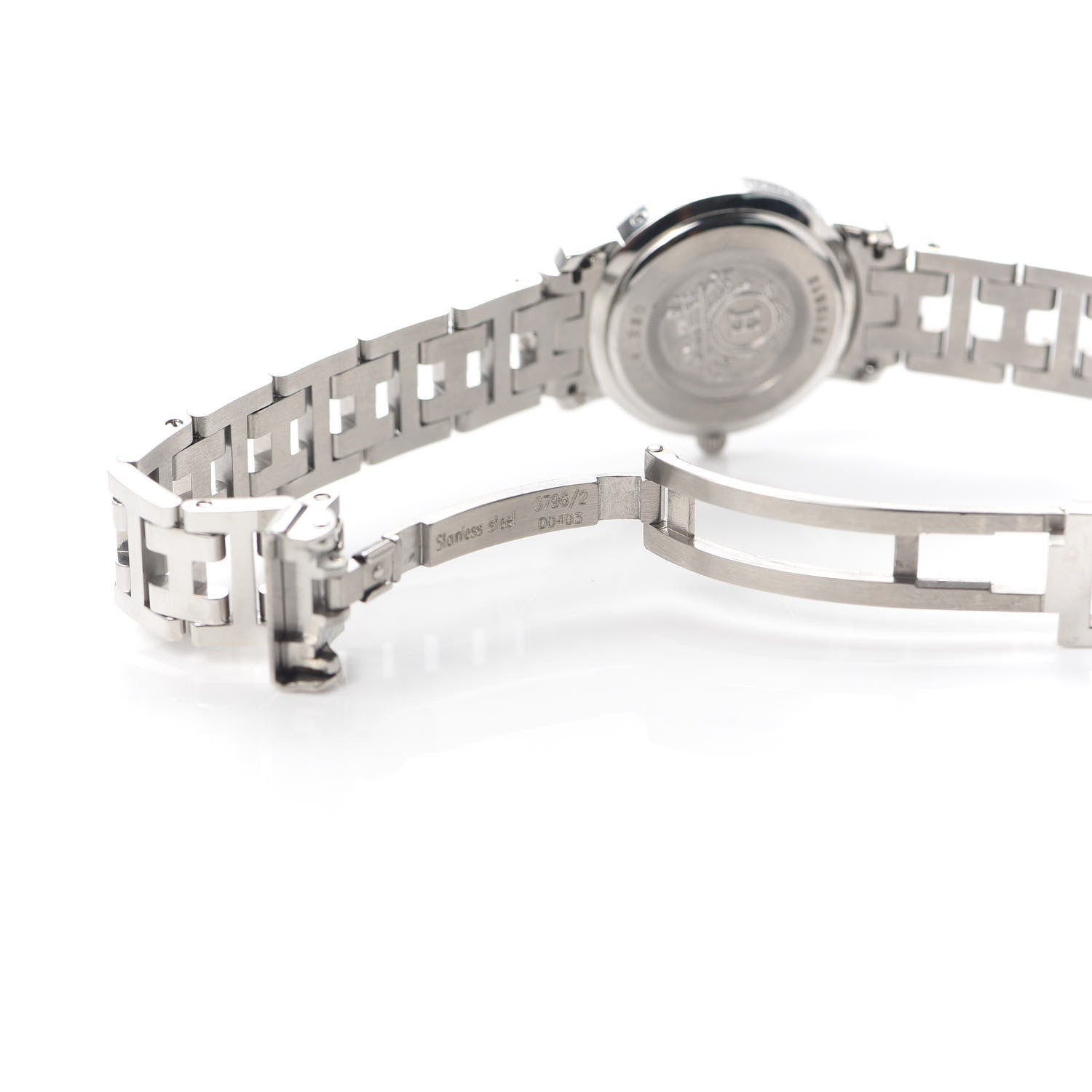 Hermes Stainless Steel Diamond Mother of Pearl 24mm Clipper Nacre Quartz Watch Blue 5 of 6