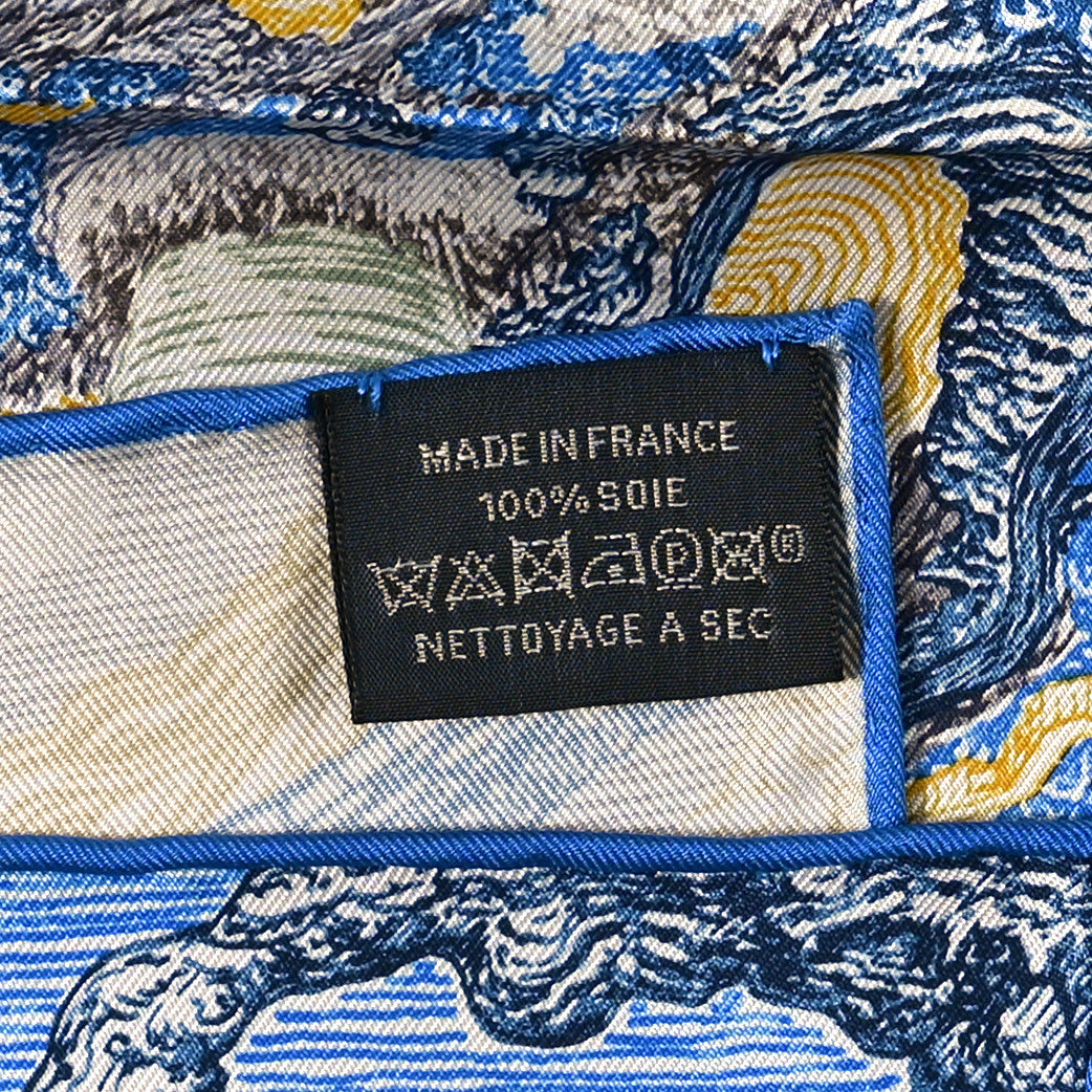 Silk Eleftheria Scarf 90 Gris Argent Bleu Vif Jaune