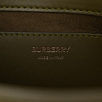 Burberry Coated Canvas Calfskin Vintage Check Note Top Handle Shoulder Bag Olive Green 6 of 10