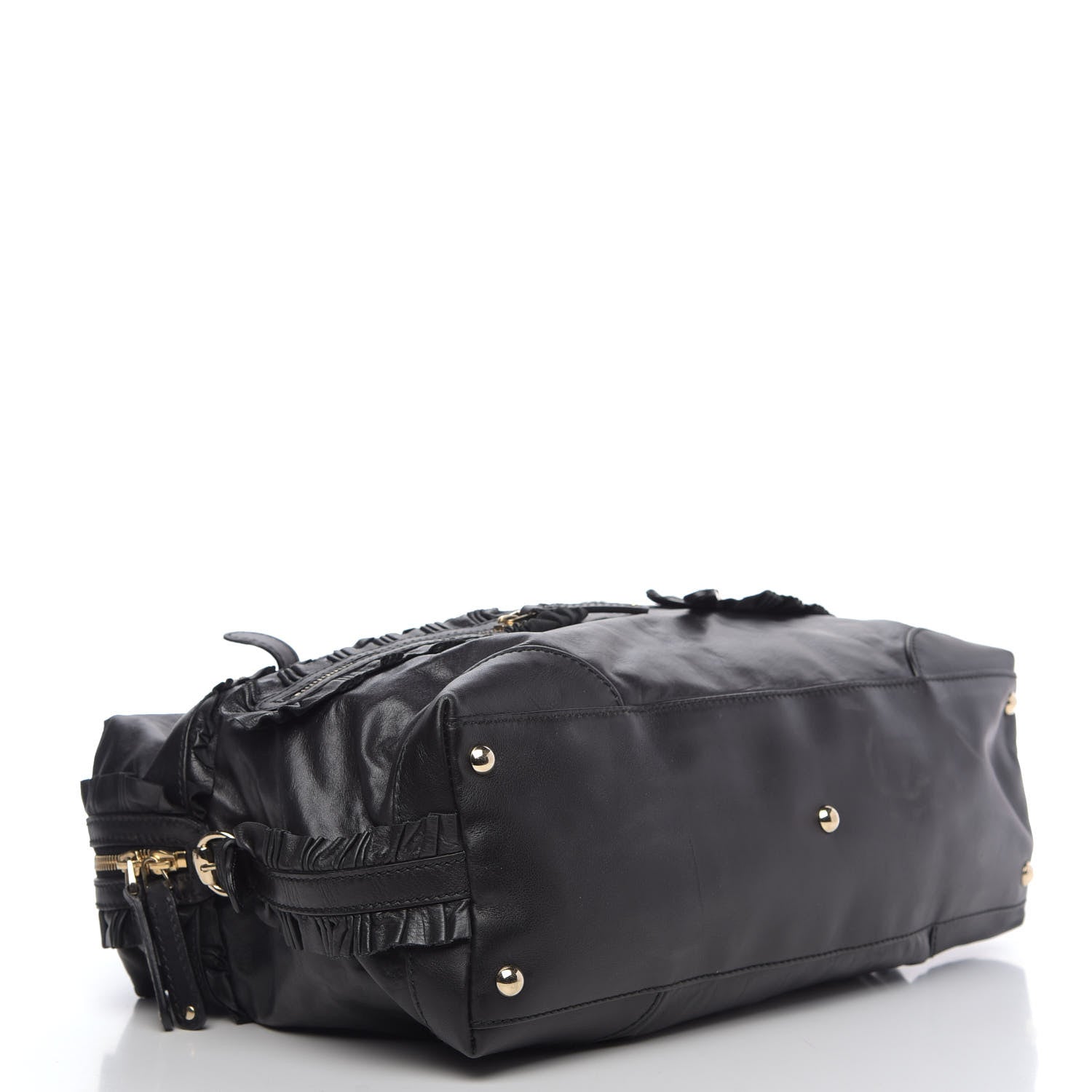 Gucci Calfskin Ruffle Medium Sabrina Boston Tote Black 4 of 11