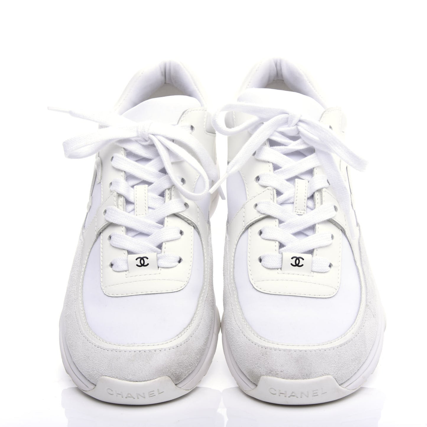Suede Calfskin Fabric CC Sneakers 38.5 White