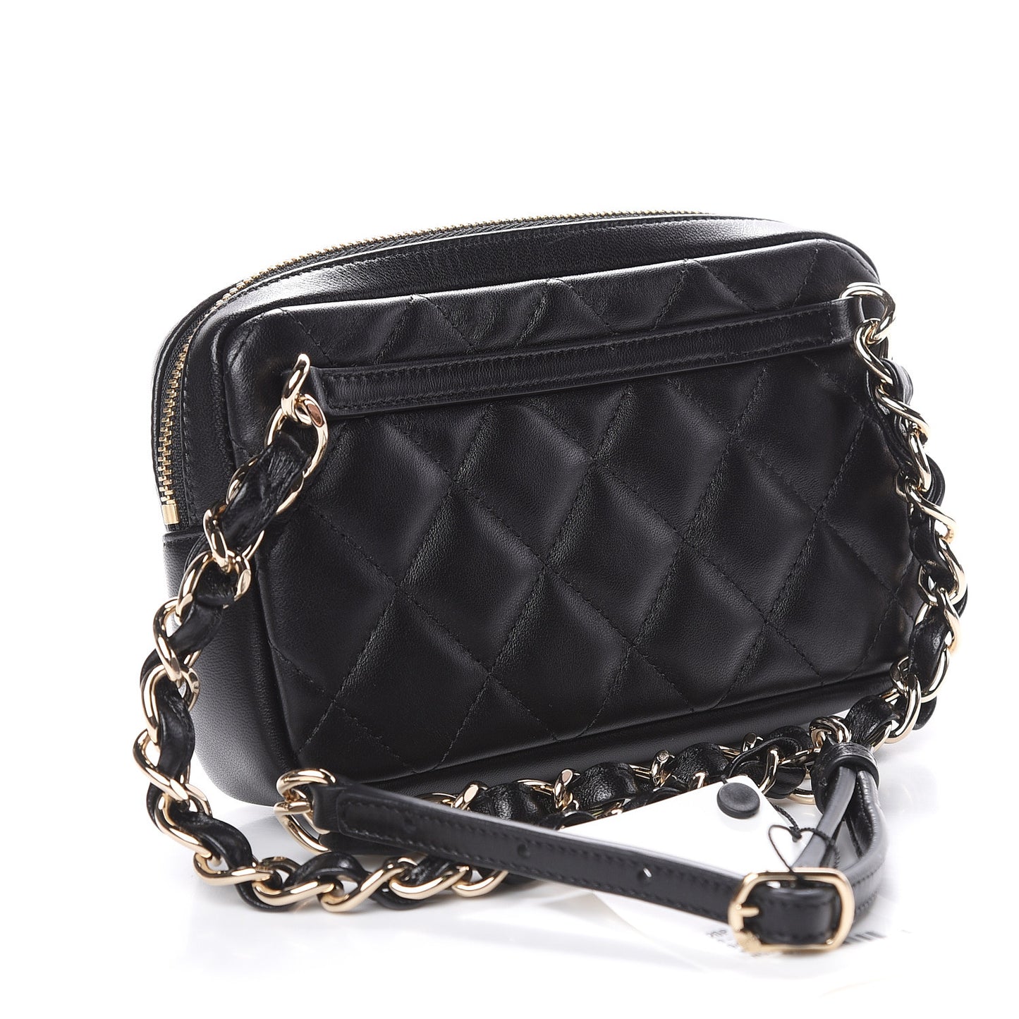 Lambskin Quilted Waist Bag Black