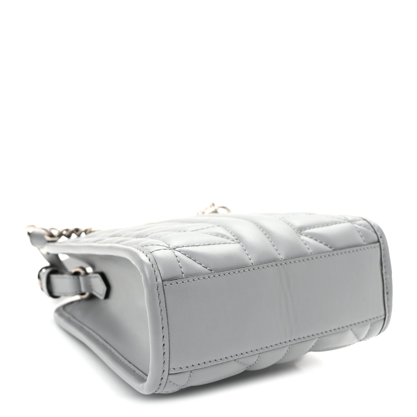 Calfskin Matelasse Chevron Mini GG Marmont Tote Grey