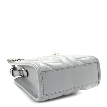 Gucci Calfskin Matelasse Chevron Mini GG Marmont Tote Grey 3 of 8