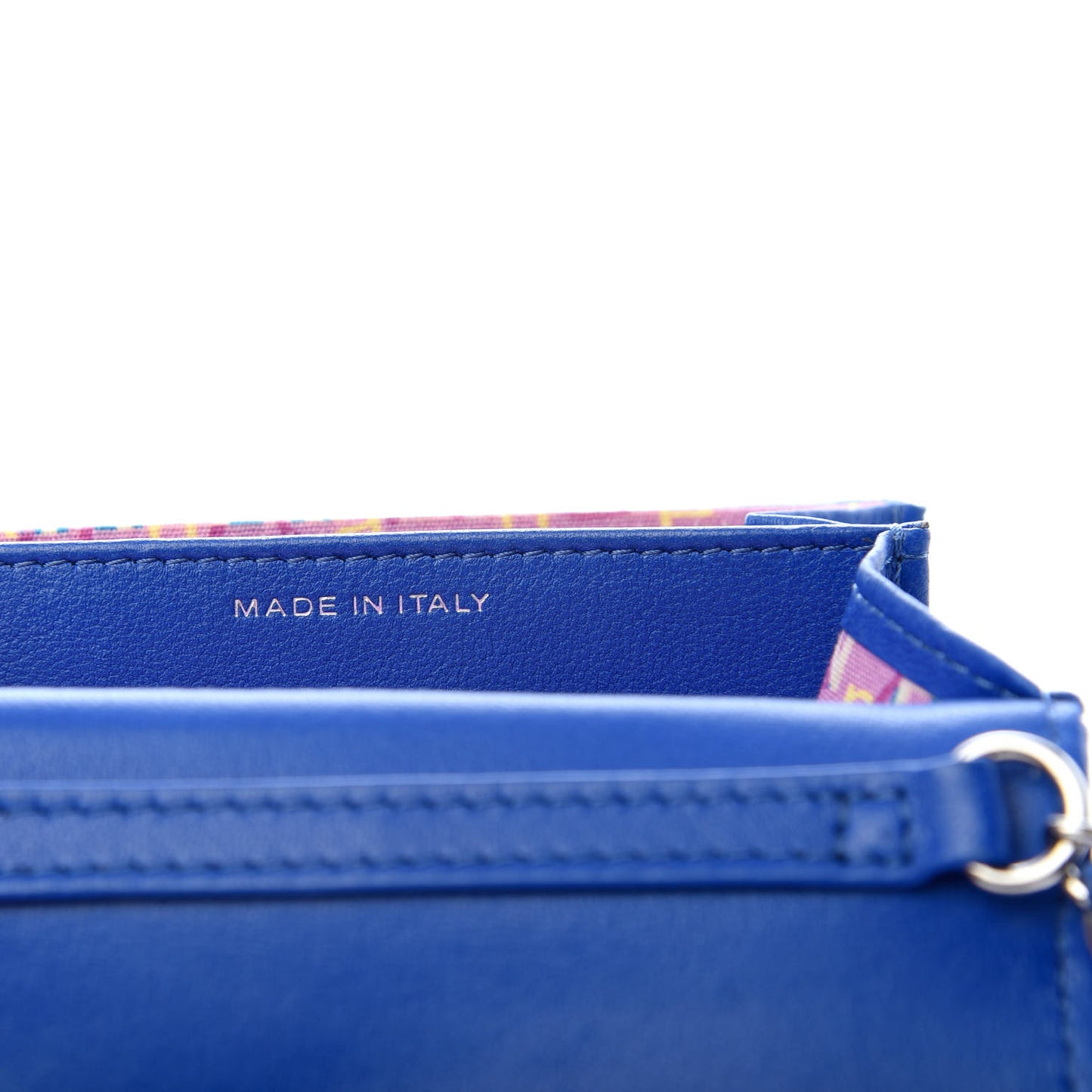 Lambskin Quilted Flap Card Holder On Chain Blue
