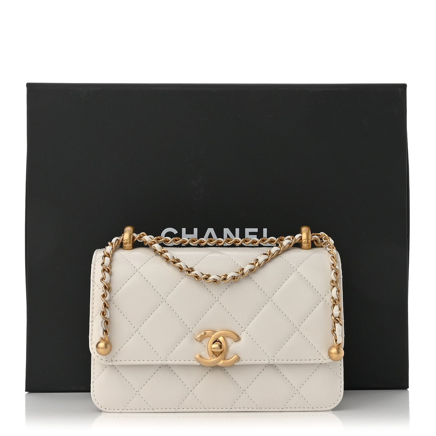 Calfskin Quilted Mini Perfect Fit Flap White
