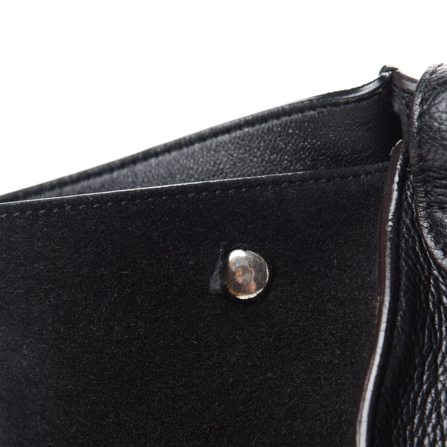 Drummed Calfskin Suede Small Trapeze Black