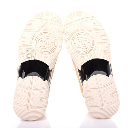 Chanel Braided Raffia Womens CC Sneakers 37.5 Beige 6 of 11