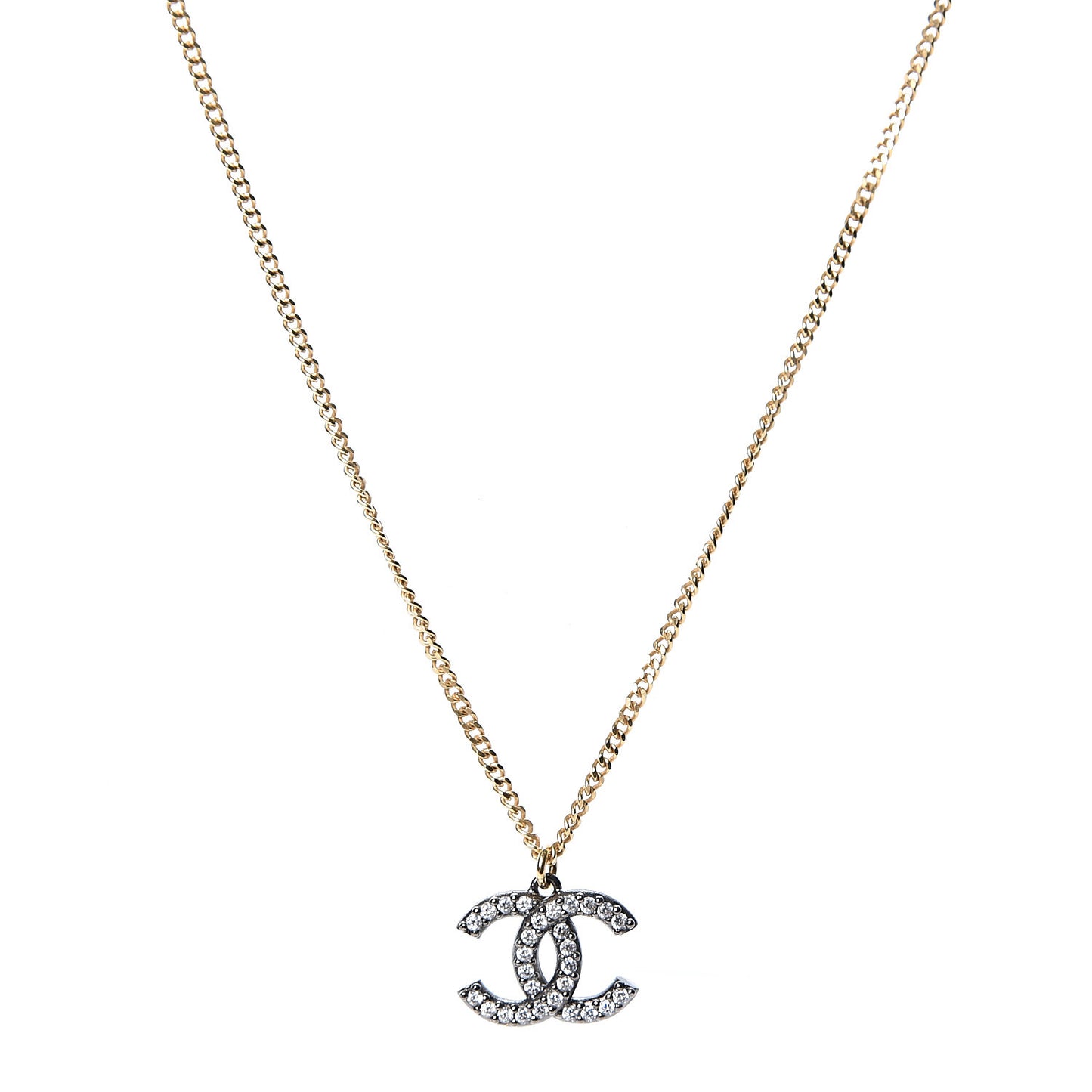 Crystal CC Pendant Necklace Gold Silver