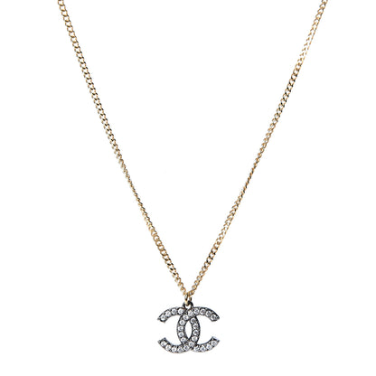 Chanel Crystal CC Pendant Necklace Gold Silver 1 of 5
