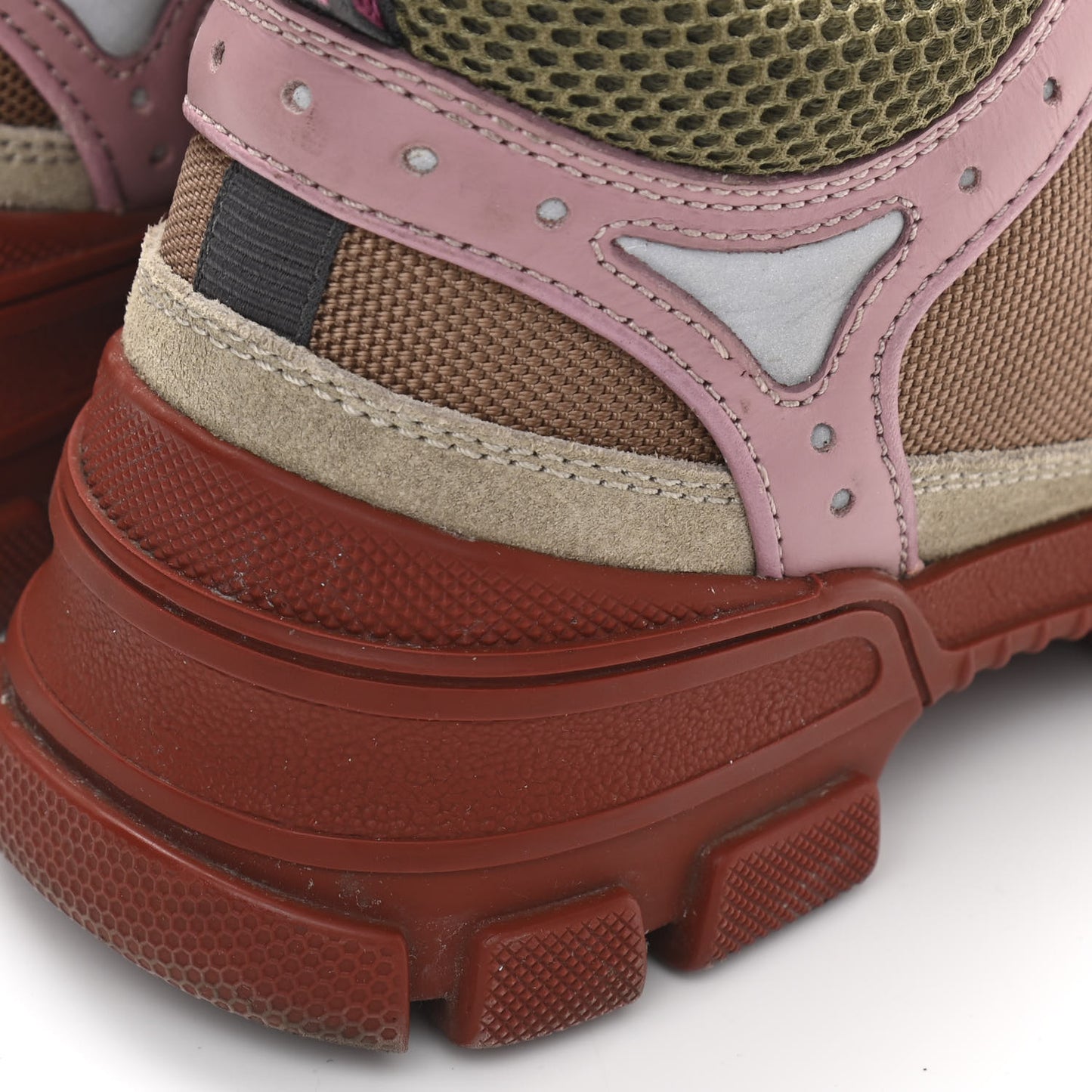 X SEGA Mesh Canvas Calfskin Womens Flashtrek Sneakers 35 Military Oatmeal Carmine Rose Ardesia