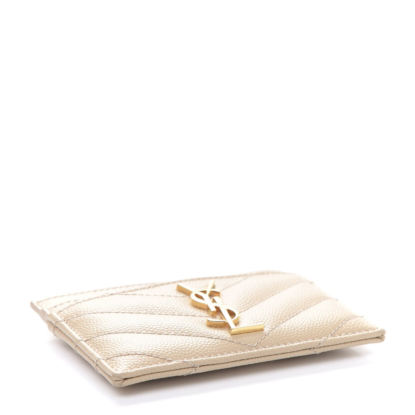 Grain De Poudre Matelasse Chevron Monogram Credit Card Case Nude Powder