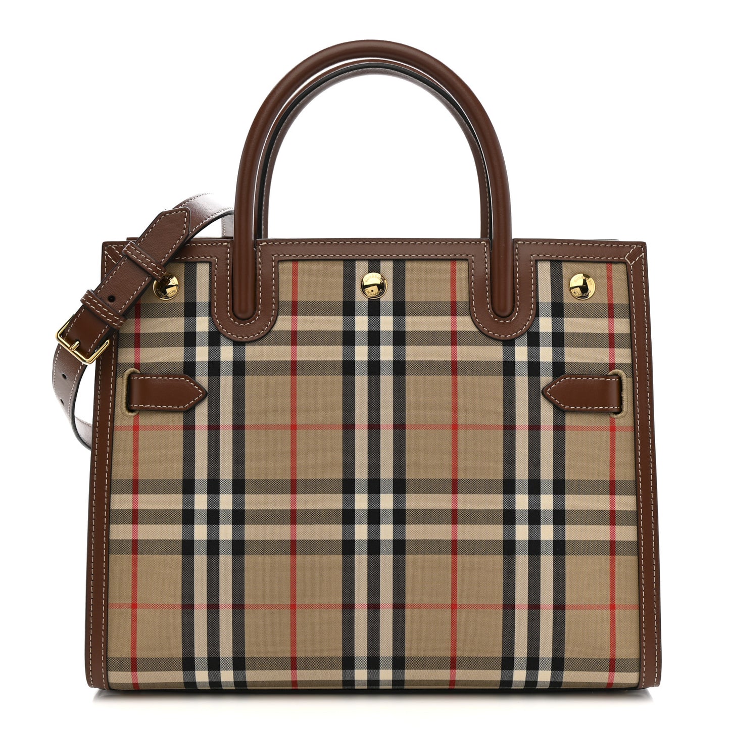 Calfskin Vintage Check Two Handle Title Bag  Archive Beige