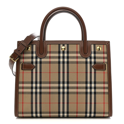 Burberry Calfskin Vintage Check Two Handle Title Bag  Archive Beige 1 of 12