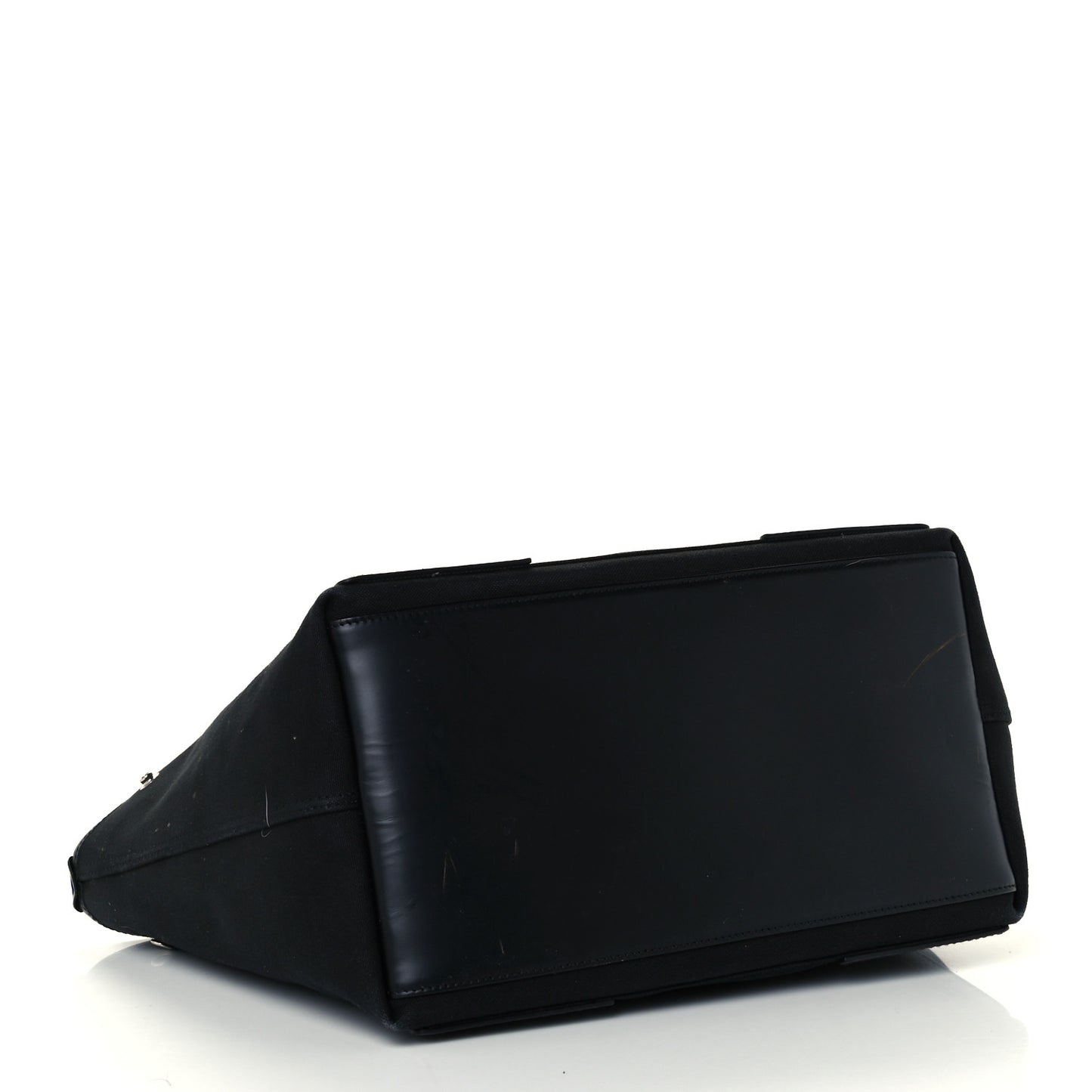 Cotton Canvas Calfskin S Navy Cabas Black