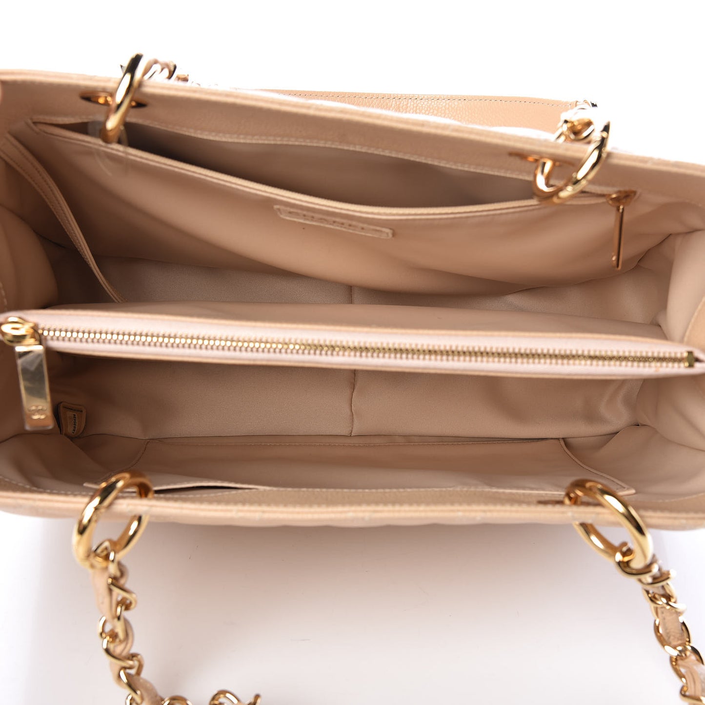 Caviar Quilted Grand Shopping Tote GST Beige Clair