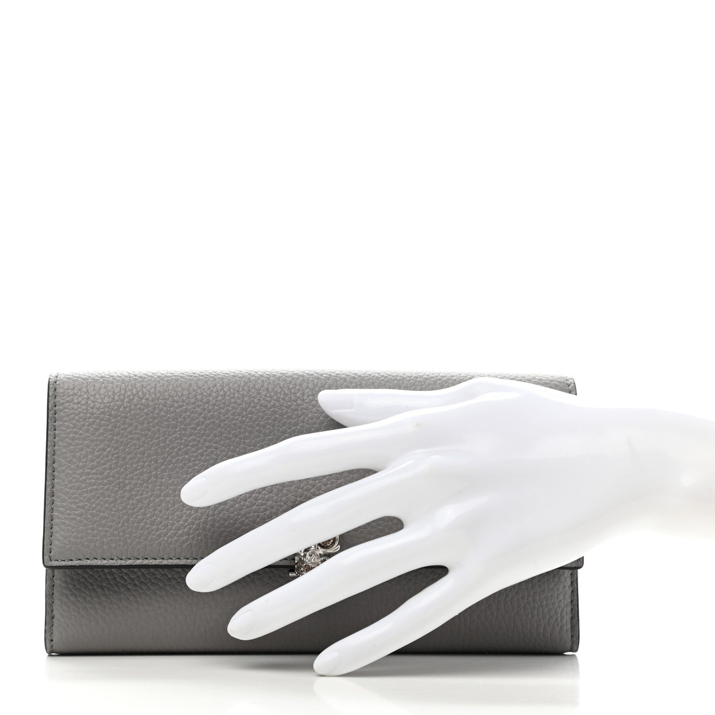 Calfskin Skull Continental Wallet Grey