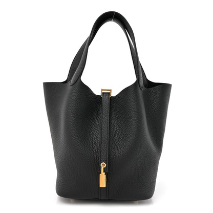 Hermes Taurillon Clemence Picotin Lock 22 MM Black 1 of 11