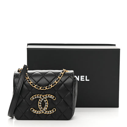 Chanel Lambskin Quilted Crystal CC Mini Flap Black 14 of 14