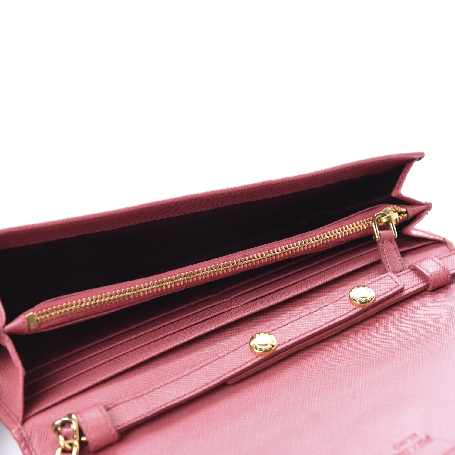 Prada Saffiano Metal Oro Chain Wallet Peonia 5 of 12