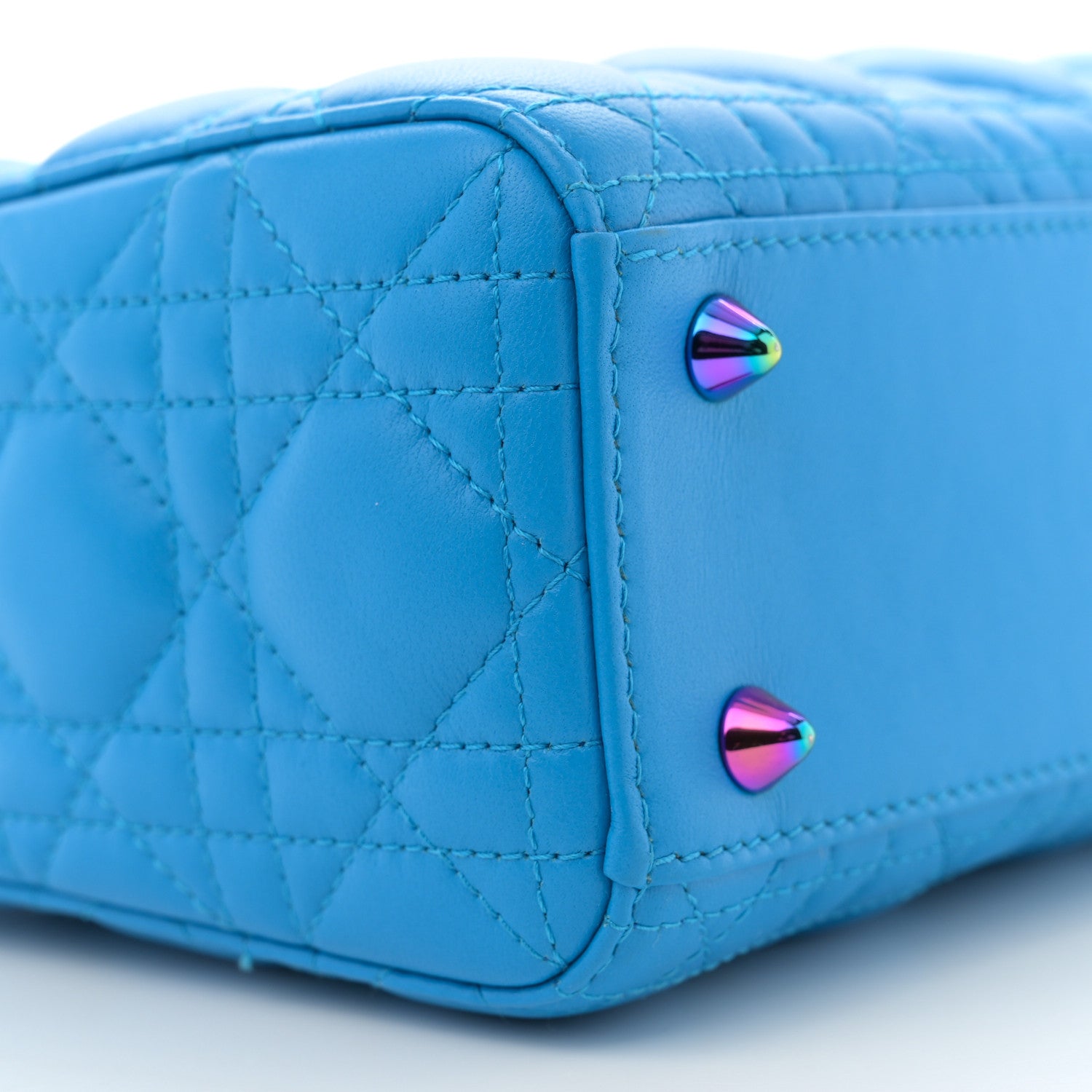 Christian Dior Lambskin Cannage Small Lady Dior Bright Blue 9 of 11