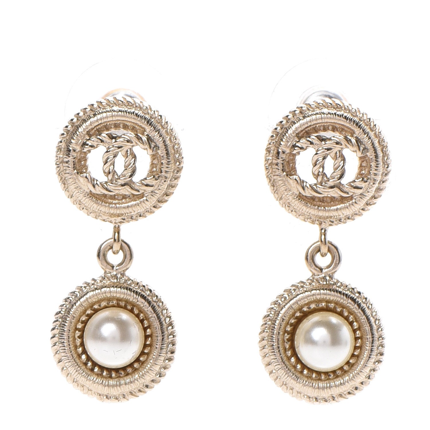 Chanel Pearl CC Drop Earrings Gold 1 of 4