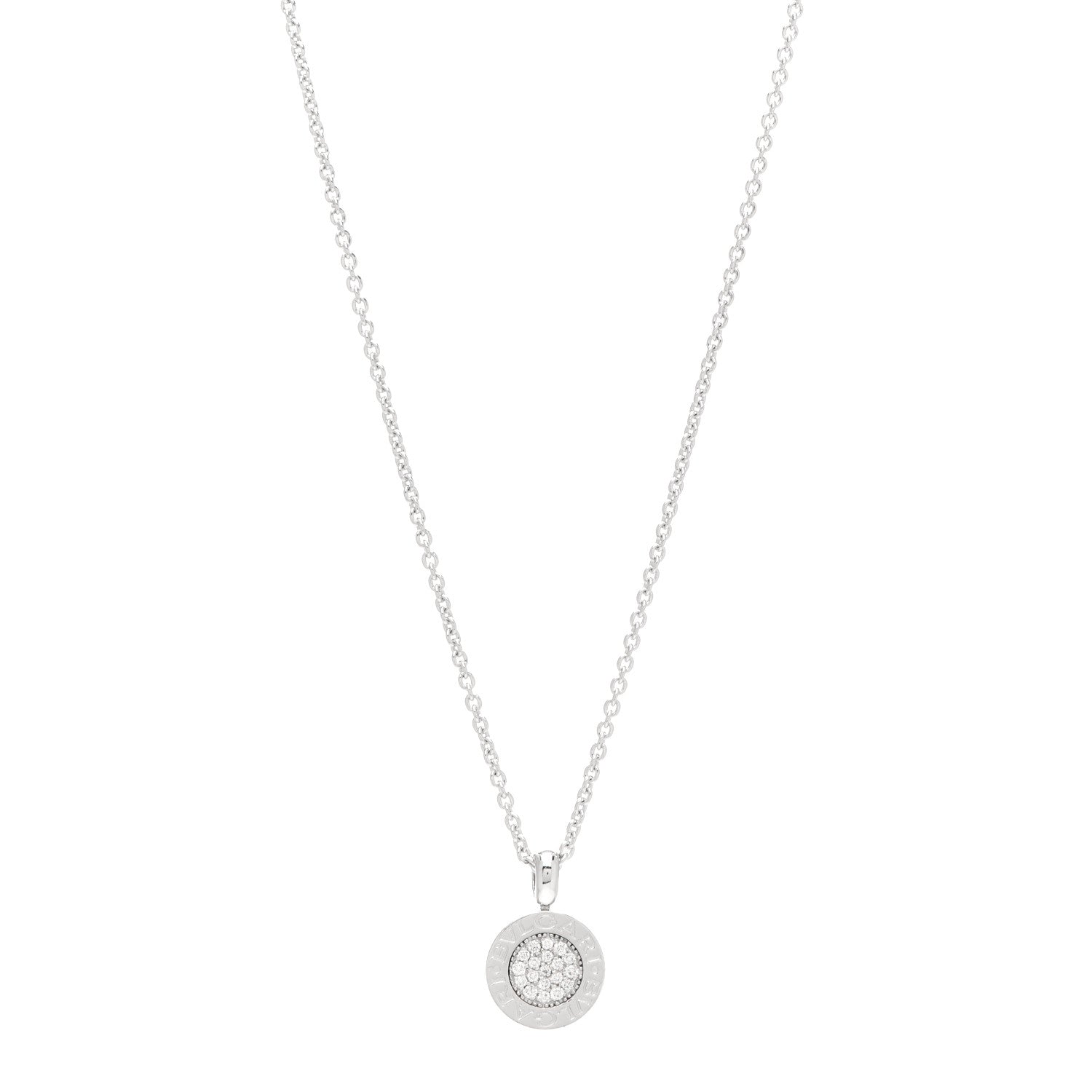 Bulgari 18K White Gold Diamond BVLGARI BVLGARI Pave Pendant Necklace 1 of 5