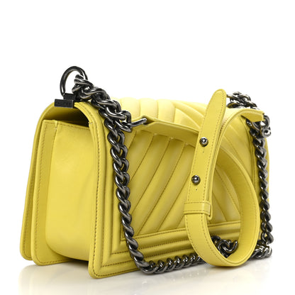 Chanel Calfskin Chevron Quilted Medium Boy Flap Yellow 3 of 9