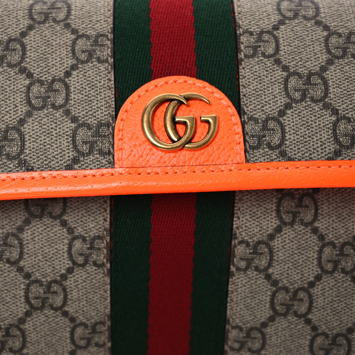 GG Supreme Monogram Web Small Ophidia Belt Bag Orange