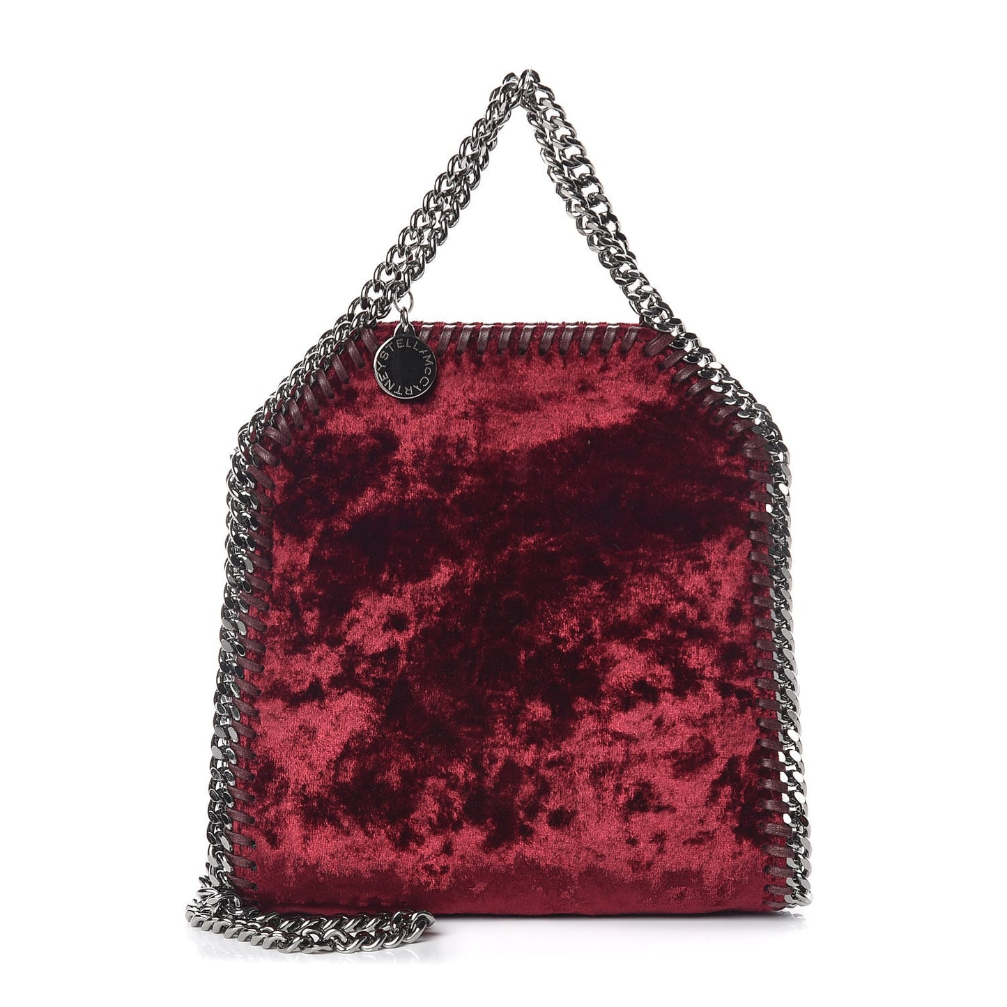 Crushed Velvet Tiny Falabella Tote Burgundy