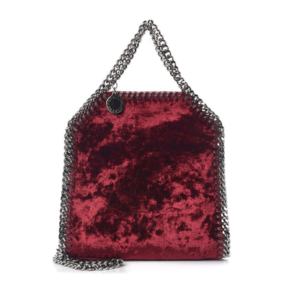 Stella McCartney Crushed Velvet Tiny Falabella Tote Burgundy 1 of 8