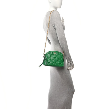 Gucci Calfskin GG Matelasse Small Dome Shoulder Bag Green Natural 2 of 10